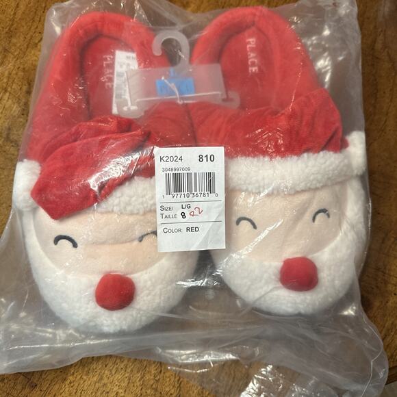 Adult Santa Slippers Size Large Children’s Place Fuzzy Comfy Christmas Holiday - Picture 6 of 6